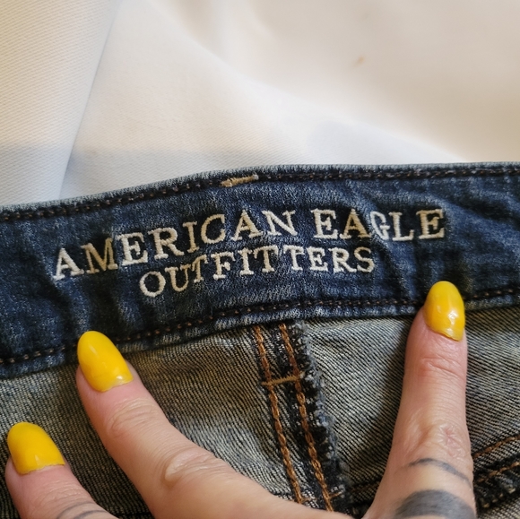 AEO dark blue skinny super stretch jeans sz6 like new - Picture 4 of 11